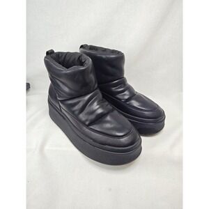 ASH Maxi Bis Platform Boots Puffy Quilted Faux Leather pull-on  Black EU 37 6.5